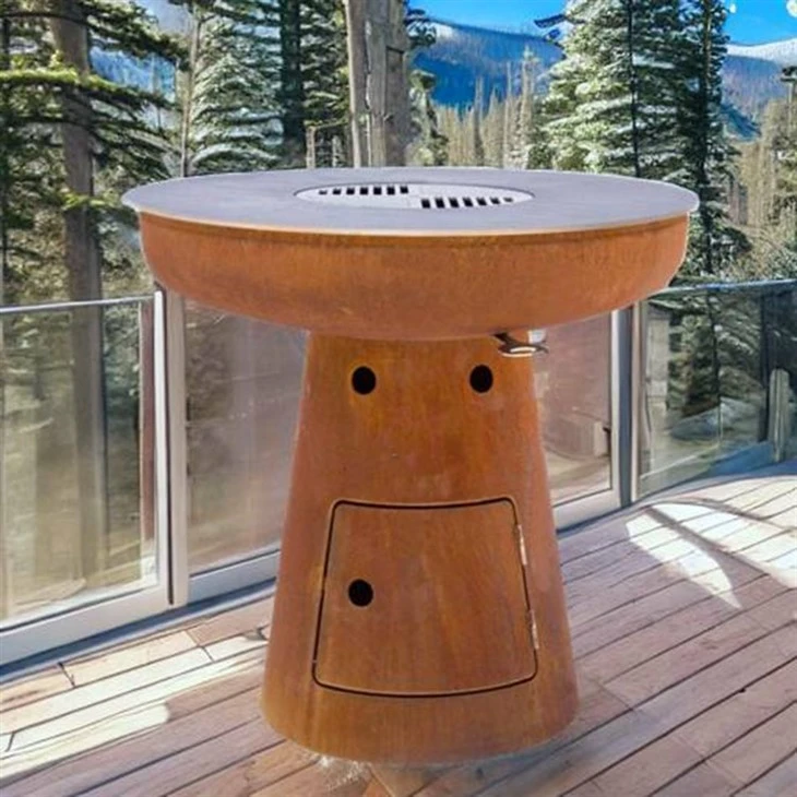 Corten Steel BBQ Grill With Detachable Base