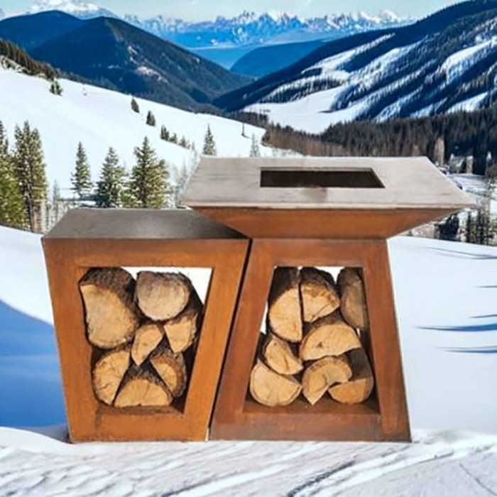 large outdoor corten steel barbecue grill