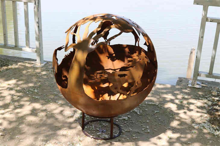 Corten Steel Outdoor Sphere Sculpture Fire Pits best