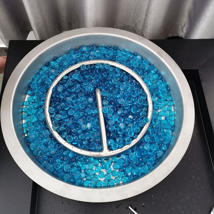 natural gas fire pit burner with empered glass cubes