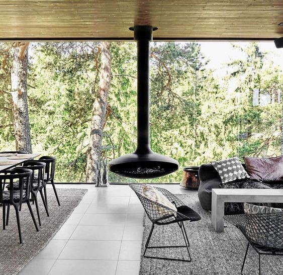 Lareiras suspensas de alta qualidade na Europa com 800 mm de diâmetro