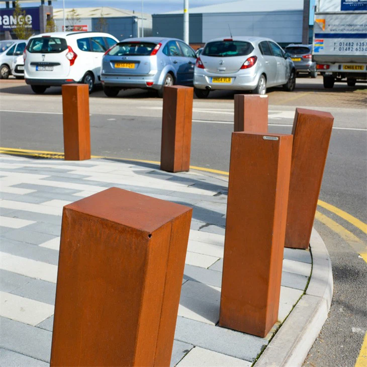 Square Decoration Led Light Corten Steel Bollard Light